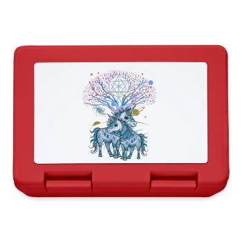 Licornes, Licorne, Chaman, Nature, Forêt, Amérindien - Boîte à goûter - rouge - Devant