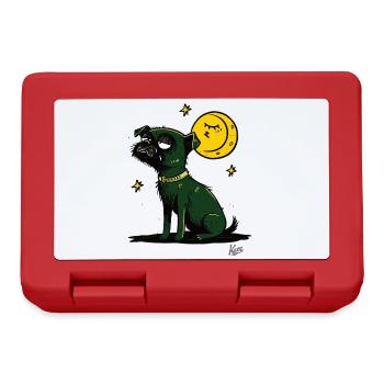 Tired Schnauzer: Dog with Moon and Stars - Lunchbox - red - Front