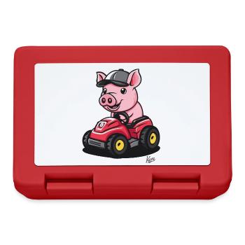 Infatigable petit cochon tracteur joyeux - Boîte à goûter - rouge - Devant