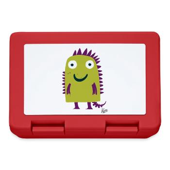 Little Green and Purple Cuddly Monster - Lunchbox - red - Front