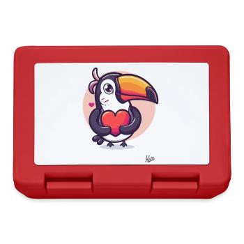 Kawaii Cute Toucan with Heart of Love - Lunchbox - red - Front