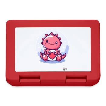 Cute Lucky Dino Dragon with Heart for Love - Lunchbox - red - Front