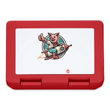 Thumbs up, a pig on a rocket - Lunchbox - red - Front