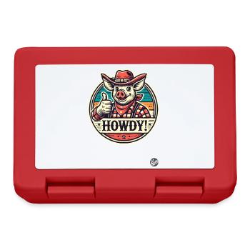 Western Parody Cowboy Pig Howdy - Lunchbox - red - Front
