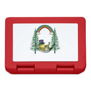 Frog frogs nature lover chilling hammock - Lunchbox - red - Front