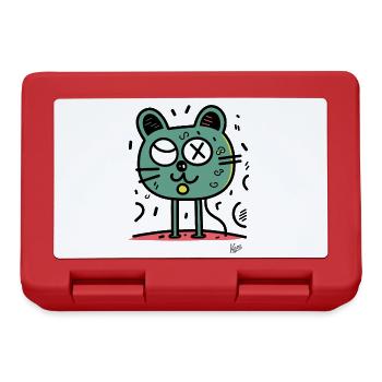 Chat ou chat de dessin animé drôle - Boîte à goûter - rouge - Devant