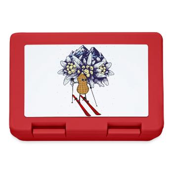 Peanut Winter Sports Ski Skiers Alps Tyrol - Lunchbox - red - Front