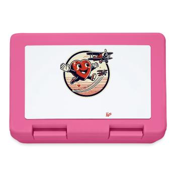 Running happy heart chasing small planes - Lunchbox - pink - Front