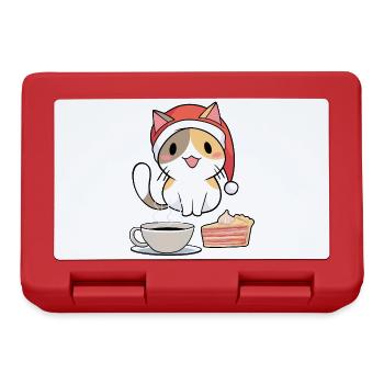 Nikolaus Weihnachtsmann Santa Katze Katzen Miau - Brotdose - Rot - Vorne