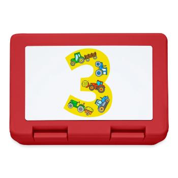 Tractor 3 years birthday boy - Lunchbox - red - Front