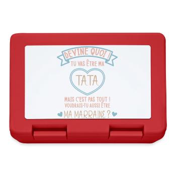 Devine quoi ! Tata voudrais-tu être ma marraine ? - Boîte à goûter - rouge - Devant