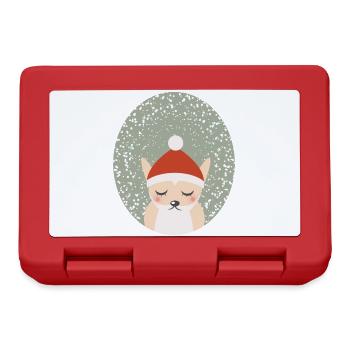 cute fox with Santa Claus Christmas hat - Lunchbox - red - Front