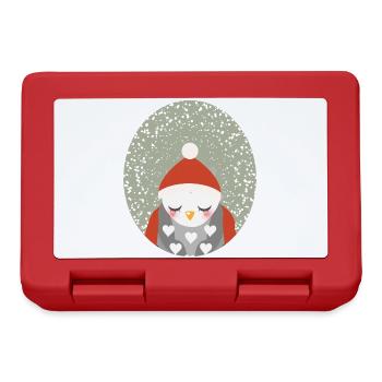 hibou rêveur avec chapeau de Noël Père Noël - Boîte à goûter - rouge - Devant