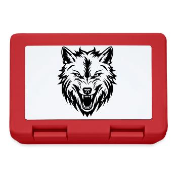 Wolf Kopf - Brotdose - Rot - Vorne
