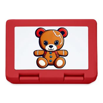 Cute Gingerbread Teddy Bear - Lunchbox - red - Front
