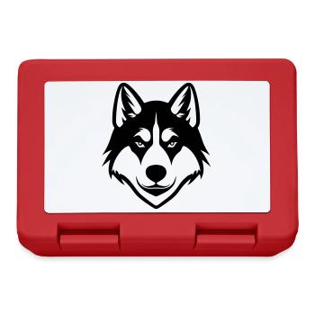Husky Hund Kopf - Brotdose - Rot - Vorne