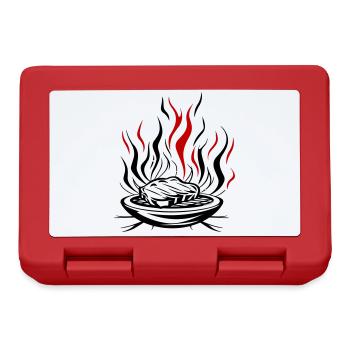 Grill Flamme Fleisch Bbq - Brotdose - Rot - Vorne