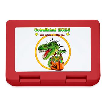 Schulkind Einschulung 2024 TRex - Brotdose - Rot - Vorne