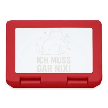 lazy cat - statement saying - I don't have to do anything - Lunchbox - red - Front