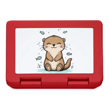 Fröhlicher Doodle-Otter - Brotdose - Rot - Vorne