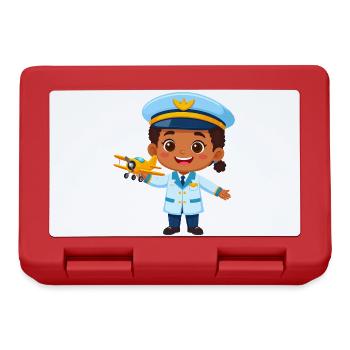 Capitaine de Kawaii avec avion – Art de pilote mignon - Boîte à goûter - rouge - Devant
