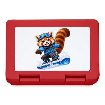 Snowboardender Red Panda auf Blue Board - Brotdose - Rot - Vorne