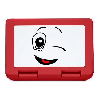 Funny Winking Face Smile Fun Gift - Lunchbox - red - Front