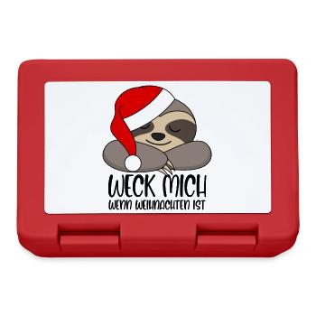Faultier Santa XMas Weck mich wenn Weihnachten ist - Brotdose - Rot - Vorne