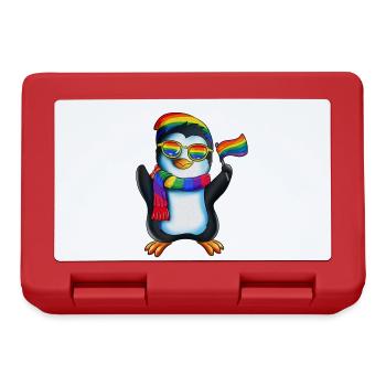 Penguin LGBT Gay Homosexuality Lesbian Rainbow - Lunchbox - red - Front