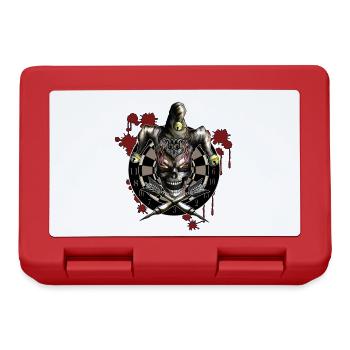 Dartboard Skeleton Flames Darts Player Gift - Lunchbox - red - Front