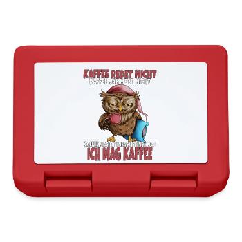 Eule Kaffee Morgenmuffel Langschläfer Frühstück - Brotdose - Rot - Vorne