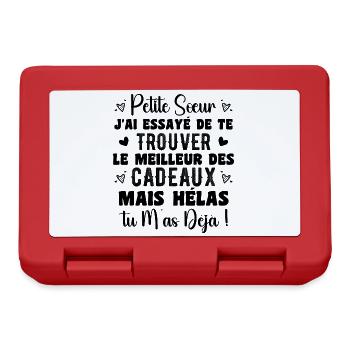 Petite Sœur Cadeau Citation Drôle - Boîte à goûter - rouge - Devant