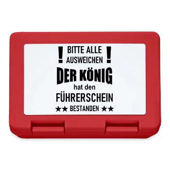 König hat Führerschein bestanden - Brotdose - Rot - Vorne