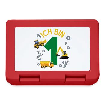 Ich bin 1 Jahr Geburtstag Mädchen Junge Baustelle - Brotdose - Rot - Vorne