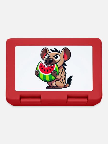 Hyène mignonne avec des fruits de dessin animé de pastèque d’été - Boîte à goûter - rouge