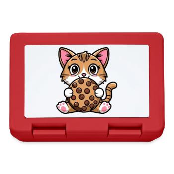 Bengal Cat Snacking Cookie Cartoon - Lunchbox - red - Front