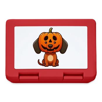 Halloween Teckel Chien Citrouille Dessin animé Mignon - Boîte à goûter - rouge - Devant