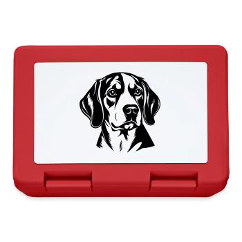 Beagle Hund Kopf - Brotdose - Rot - Vorne