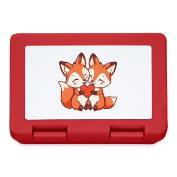 Fuchs Comic Paar Liebe - Brotdose - Rot - Vorne