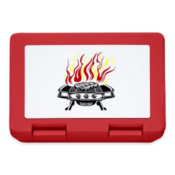 Grill Symbol Logo Fire Grilling - Lunchbox - red - Front
