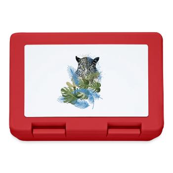 léopard, chat, chat sauvage, peinture, feuilles, jungle - Boîte à goûter - rouge - Devant