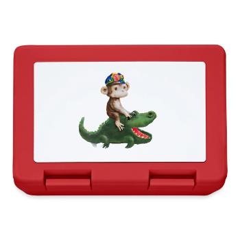 Drôle de singe sur la conception du crocodile - Boîte à goûter - rouge - Devant
