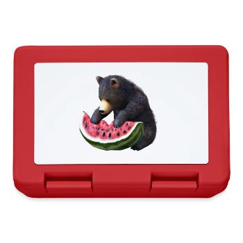 Bär mit Wassermelone - Brotdose - Rot - Vorne