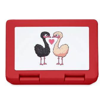 Autruche Bande Dessinée Couple Amour - Boîte à goûter - rouge - Devant