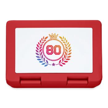 80 Zahl Kranz - Brotdose - Rot - Vorne