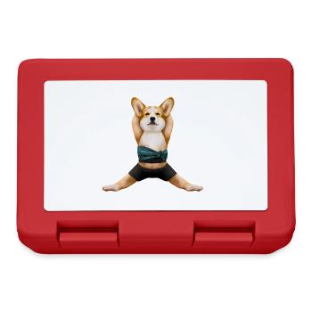 Corgi dog in yoga pose - Lunchbox - red - Front