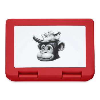 Monkey with shoe hat - Lunchbox - red - Front