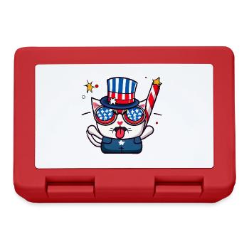 Patriotische Katze 4th of July Outfit - Brotdose - Rot - Vorne