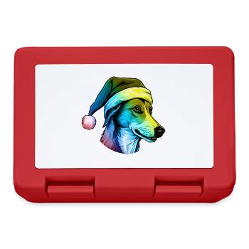 Greyhound Dog Head Christmas Portrait Multicolored - Lunchbox - red - Front