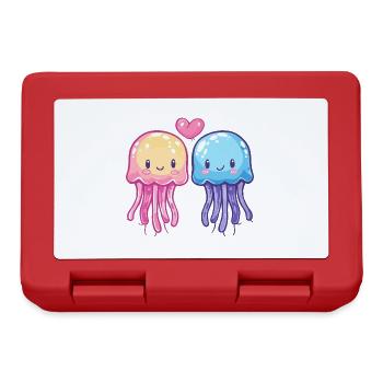Couple De Méduses Amoureux Animal Saint Valentin - Boîte à goûter - rouge - Devant
